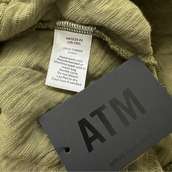 ATM Anthony Thomas Melillo Wide Leg Lounge Pants Seaweed SZ L NWT Retail $245 - Picture 8 of 8